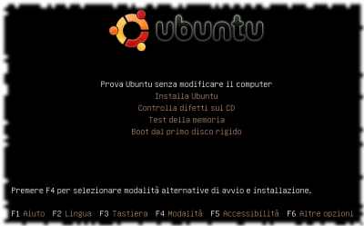 Ubuntu: menù di avvio